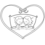 Dibujo para colorear Dibujo De Esposos Durmiendo Juntos Para Pintar Y Colorear
