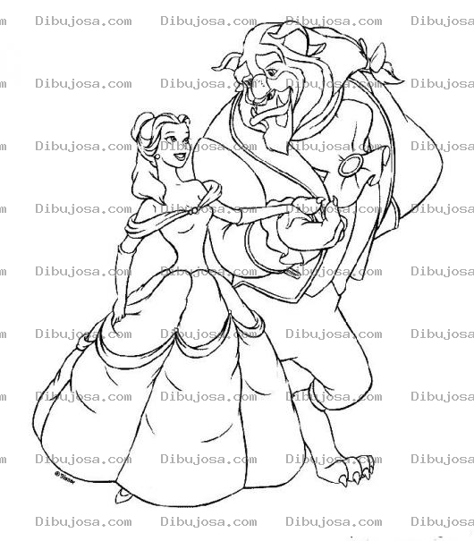 Dibujo para colorear Dibujo De La Bella Y La Bestia Para Pintar Y Colorear
