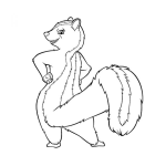 Dibujo para colorear Zorilla Coqueta Dibujo De Una Zorrillita Con Una Cola Larga Para Pintar Y Colorear