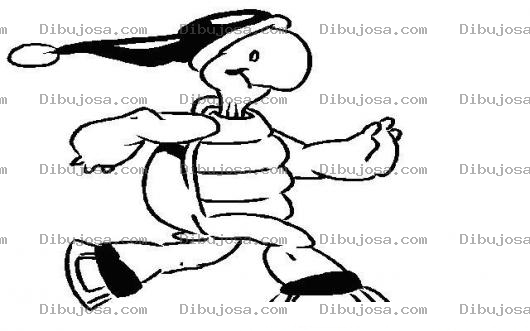 Dibujo para colorear Dibujo De Tortuga Patinando Para Pintar Y Colorear Tortuguita Patinadora Con Gorro De Santa Claus