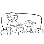 Dibujo para colorear Dibujo De Papa Leyendo Un Cuento A Su Hijita Para Pintar Y Colorear El Cuento De Los Tres Cerditos