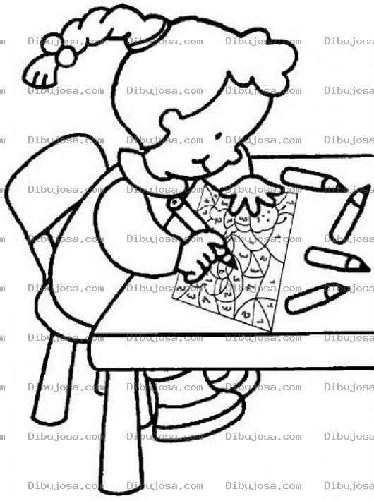 Dibujo para colorear Colorear Nina Pintando Un Dibujo Escondido