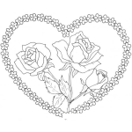 Dibujo para colorear Colorear Corazon De Flores Con Rosas En El Centro