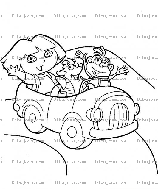 Dibujo para colorear Colorear Dora En Carro
