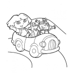 Dibujo para colorear Colorear Dora En Carro