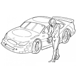 Dibujo para colorear Colorear Piloto De Nascar Con Su Carro De Carreras
