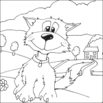 Dibujo para colorear Colorear Gato En El Patio
