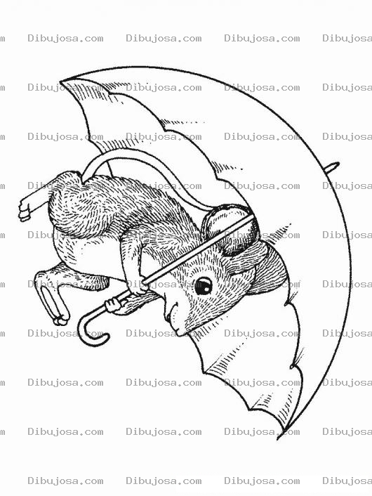 Dibujo para colorear Ratoncito Con Paraguas Raton Con Sombrilla
