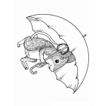 Dibujo para colorear Ratoncito Con Paraguas Raton Con Sombrilla