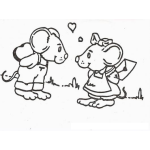 Dibujo para colorear Ratoncitos Enamorados