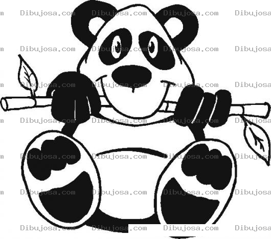 Dibujo para colorear Colorear Oso Panda Con Rama De Bambu