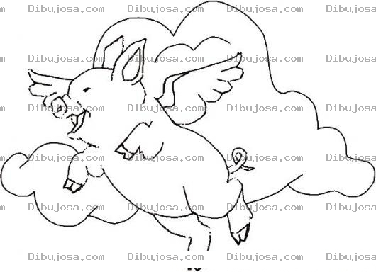 Dibujo para colorear Colorear Marrana Volando