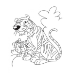 Dibujo para colorear Colorear Mama Tigresa Con Su Cachorrito El Tigrillo