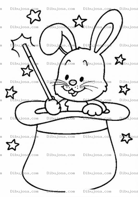 Dibujo para colorear Colorear Conejito En Sombrero De Mago
