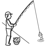 Dibujo para colorear Colorear Pescador