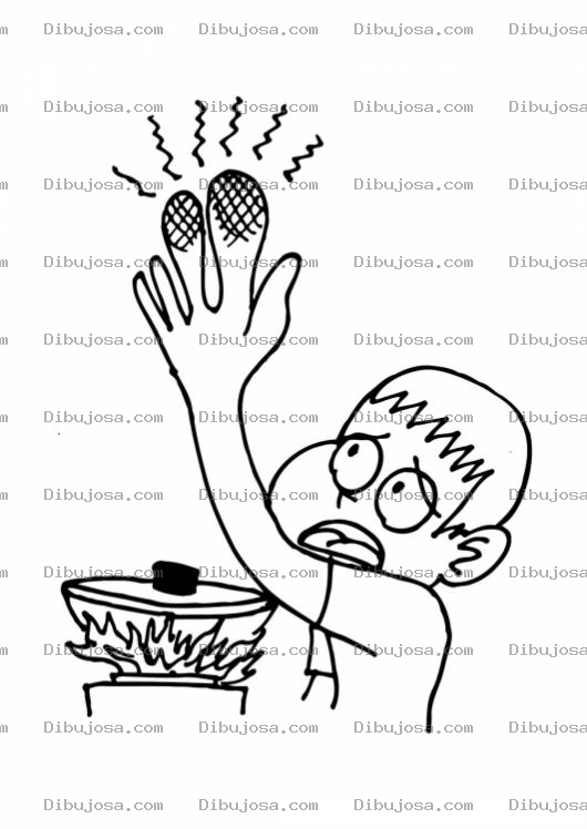 Dibujo para colorear Colorear Quemadura En La Mano Dedos Quemados