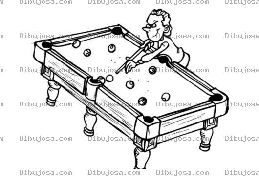 Dibujo para colorear Colorear Jugador De Billar En Una Mesa De Villar