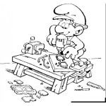 Dibujo para colorear Pitufo Carpintero Para Colorear