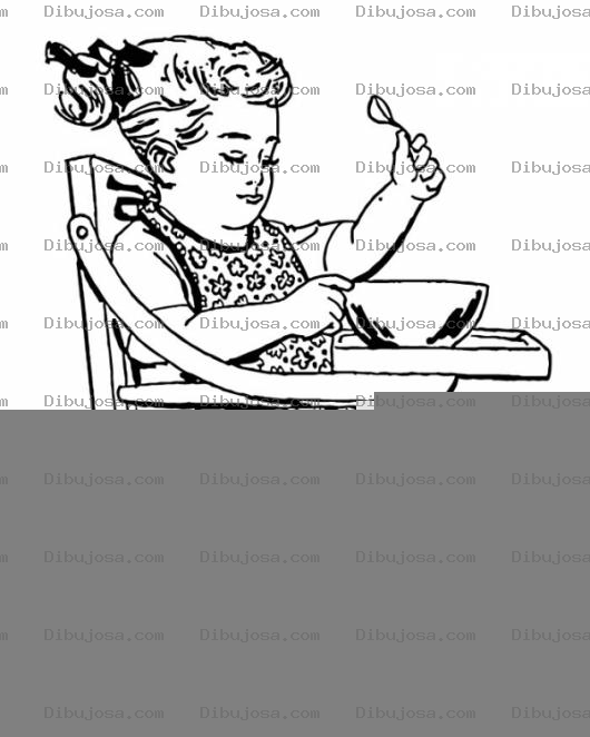 Dibujo para colorear Dibujo De Nena Comiendo En Silla De Bebes