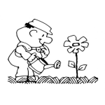 Dibujo para colorear Dibujo De Jardinero Regando Una Flor