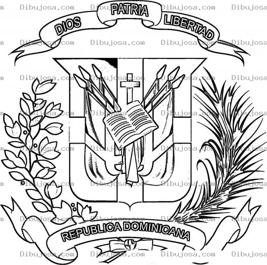 Dibujo para colorear Colorear Escudo De Republica Dominicana Dios Patria Libertad