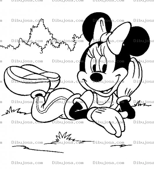Dibujo para colorear Mimi Mouse Descansando En La Grama Para Colorear