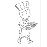 Dibujo para colorear Caillou Haciendo Galletas