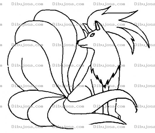 Dibujo para colorear Dibujo De Feunard Zorro De Pokemon Con Varias Colas