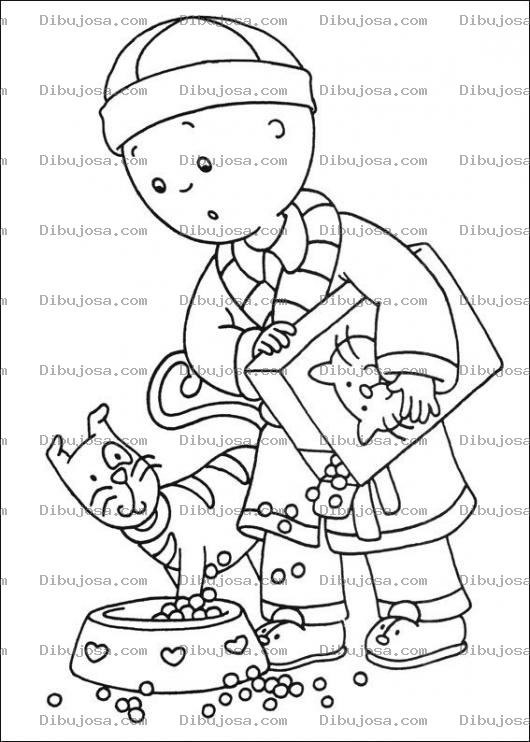 Dibujo para colorear Caillo y su gato