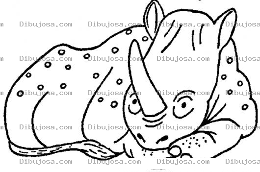 Dibujo para colorear Colorear Rinoceronte Echado