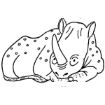 Dibujo para colorear Colorear Rinoceronte Echado
