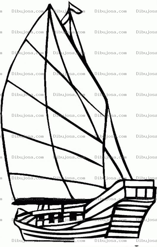Dibujo para colorear Colorear Barco De Madera De Vela