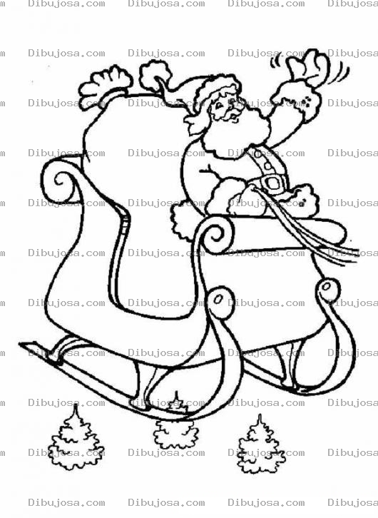 Dibujo para colorear Dibujo De Santa En Trineo Con Un Gran Costal De Juguetes