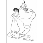 Dibujo para colorear Colorear A Aladino Y Al Genio De Brazos Cruzados