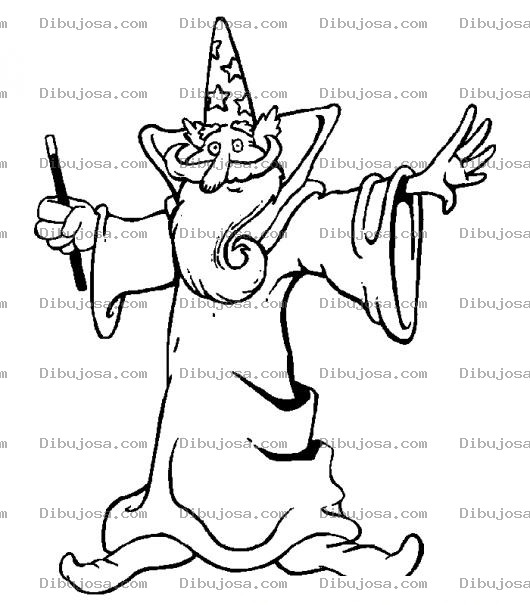 Dibujo para colorear Colorear Mago Con Varita Magica