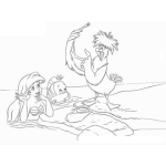 Dibujo para colorear la sirenita y su amigo flounder para colorear