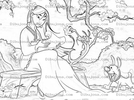 Dibujo para colorear Dibujo De Mulan Para Colorear Online Imprimir Y Pintar