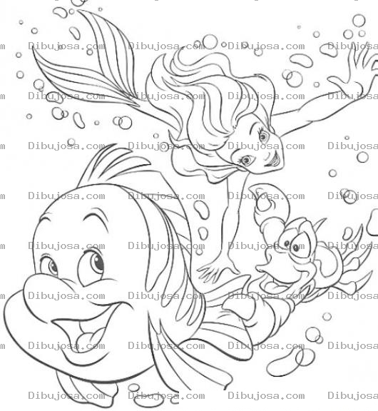 Dibujo para colorear la sirenita para pintar