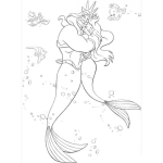 Dibujo para colorear la sirenita con su papa para dibujar