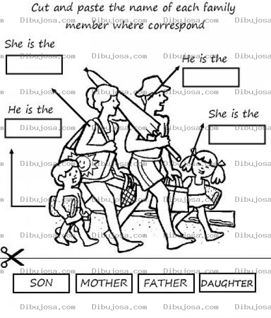 Dibujo para colorear Colorear Familia En Ingles Escribe En Cada Cuadrito Las Palabras En Ingles Correspondientes