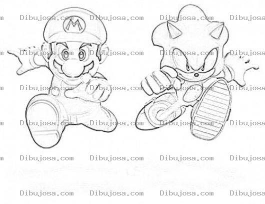 Dibujo para colorear Colorear A Mariobros Con Sonic