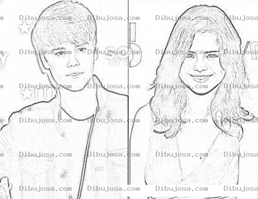 Dibujo para colorear Justin Bieber And Selena Gomez Coloring Page