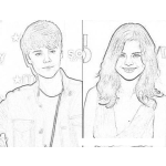 Dibujo para colorear Justin Bieber And Selena Gomez Coloring Page