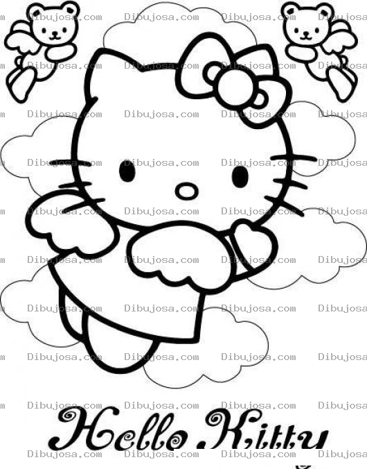 Dibujo para colorear colorear helokity con alas de angelito