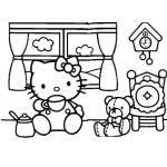 Dibujo para colorear colorear hello kity tomando cafe