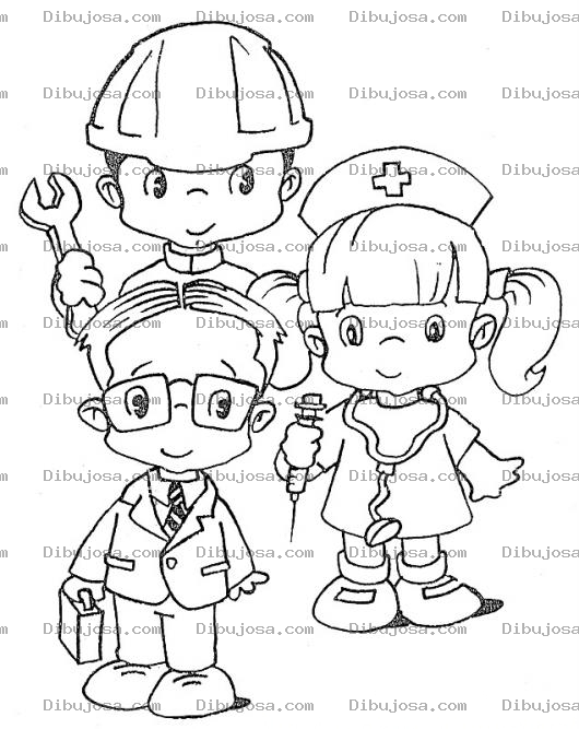 Dibujo para colorear Colorear Ninos Profesionales Chiquitos De Licenciado Doctora E Ingeniero profesionalitos