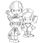 Dibujo para colorear Colorear Ninos Profesionales Chiquitos De Licenciado Doctora E Ingeniero profesionalitos