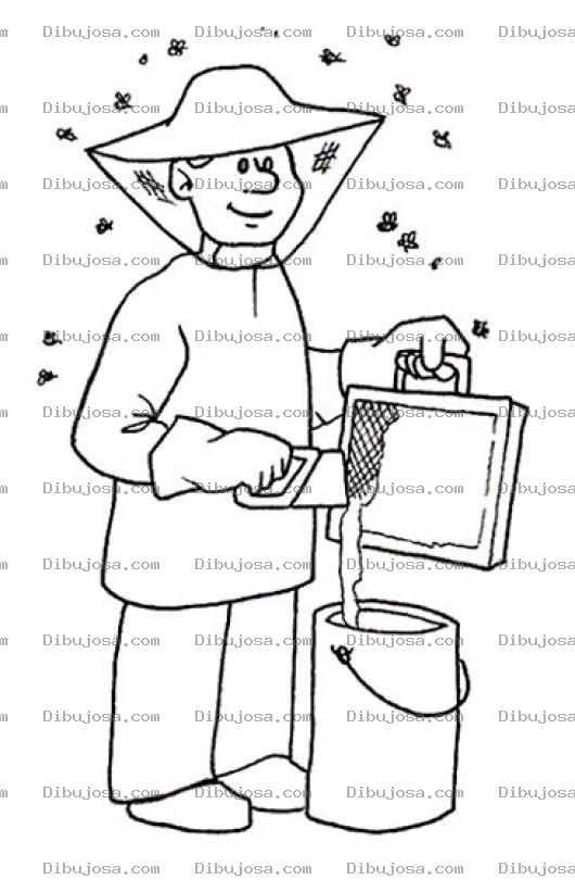 Dibujo para colorear Colorear Apicultor Sacando Miel