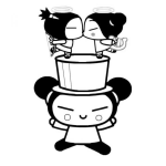 Dibujo para colorear colorear a pucca con dos angelitos