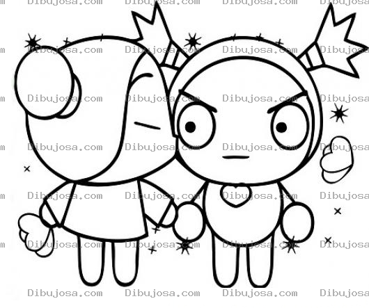 Dibujo para colorear Colorar a Puca besando a Garu
